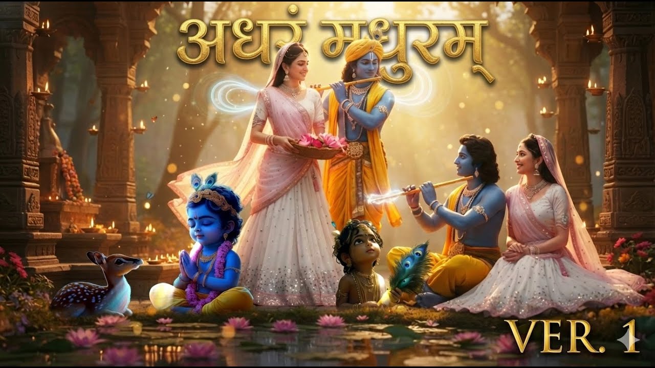 ✨ अधरं मधुरम् – Adharam Madhuram |  श्रीकृष्ण की मधुर लीला | Bhajan AI Version ✨