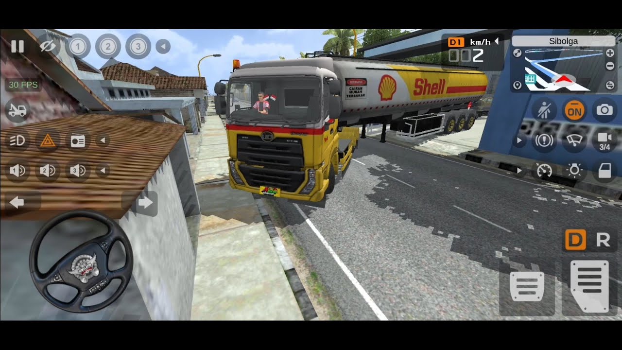 PERMAINAN TRUK TRAILER TANGKI BBM SHELL PANJANG LEWATI JALAN SEMPIT - GAME BUS SIMULATOR INDONESIA