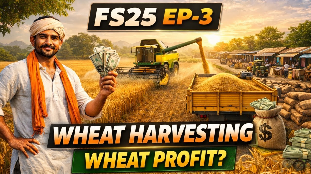Wheat Harvesting & Profit 💰🌾  Farming Simulator 25 EP-3  Indian Farming Roleplay