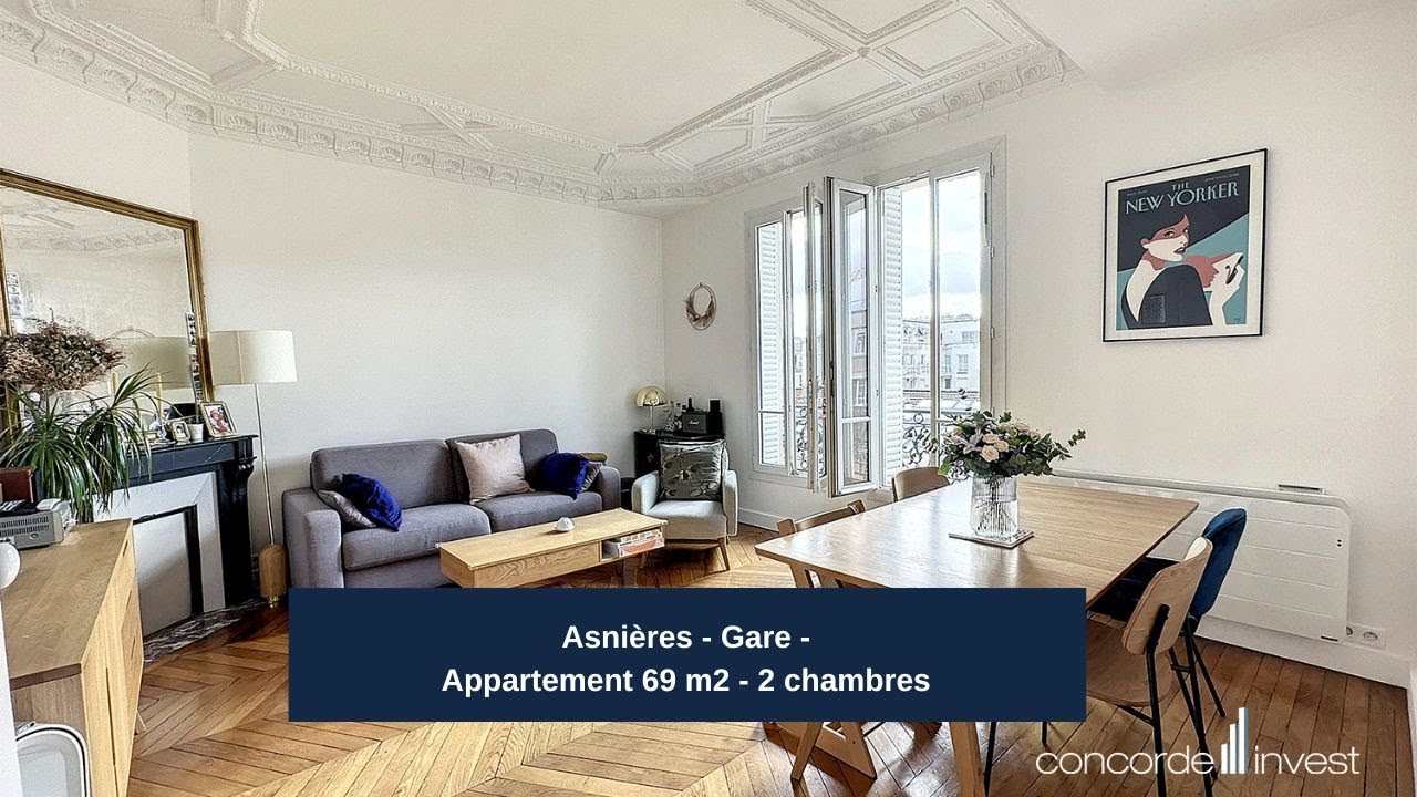 Asnières Gare - Appartement 69 m2 - 2 chambres.