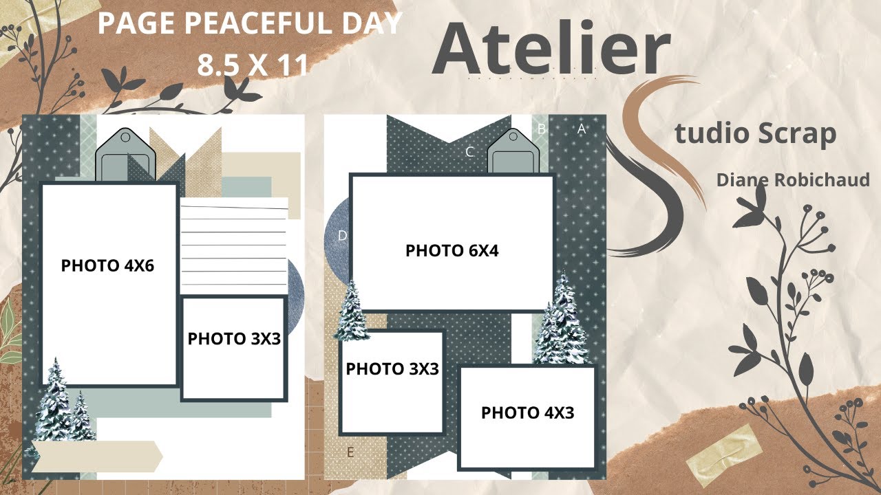 Page scrapbook 8 1/2 x 11 avec Jardin Paisible (Peaceful day)