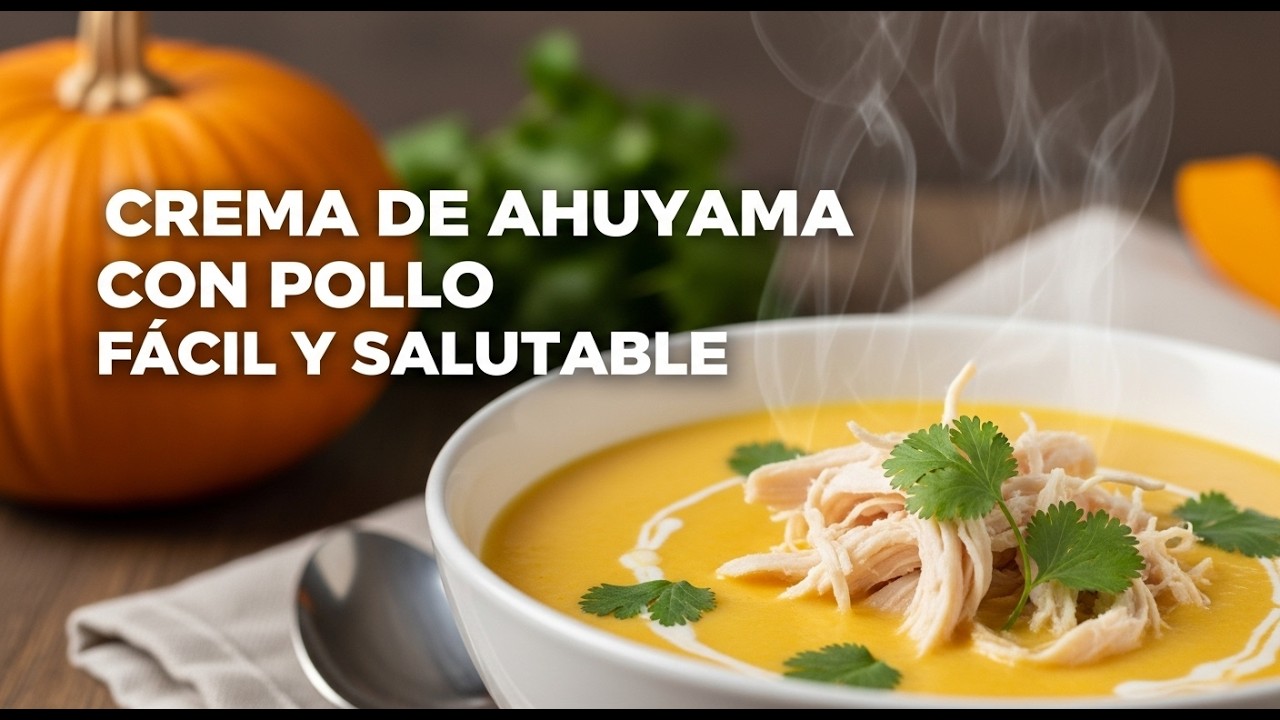 Deliciosa Crema de Ahuyama (Calabaza) Con Pollo-Casera con Pocos Ingredientes