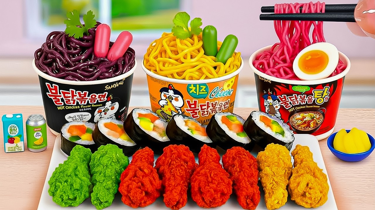 Toko Mini Lotteria 🍜 Cara Membuat Mie Buldak dan Paha Ayam Lotteria 🍗 Masak Mini