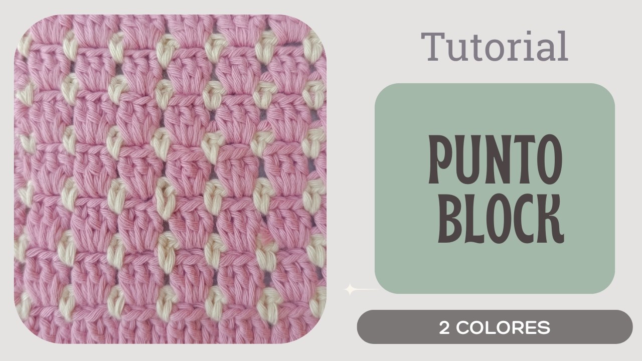 PUNTO BLOCK. 2 COLORES. Colección de puntos a crochet. Puntos de ganchillo. Tutorial paso a paso.