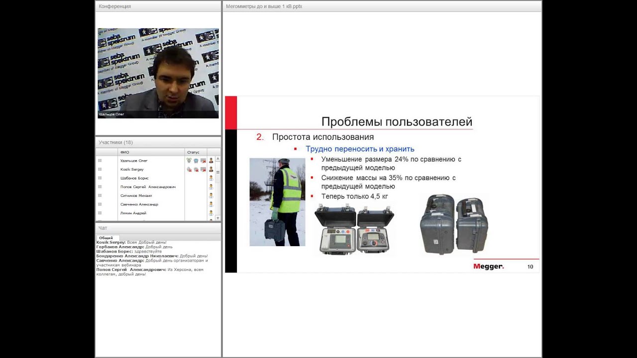 Вебинар Себа 29-11-2015: Измерители сопротивления изоляции MEGGER до и выше 1 кВ