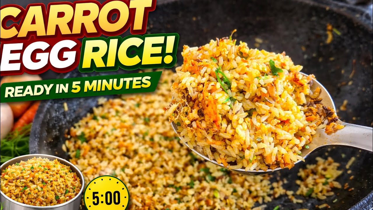 Busy Morning Special! 5 Min Carrot Egg Rice in One Pot 🍳🥕