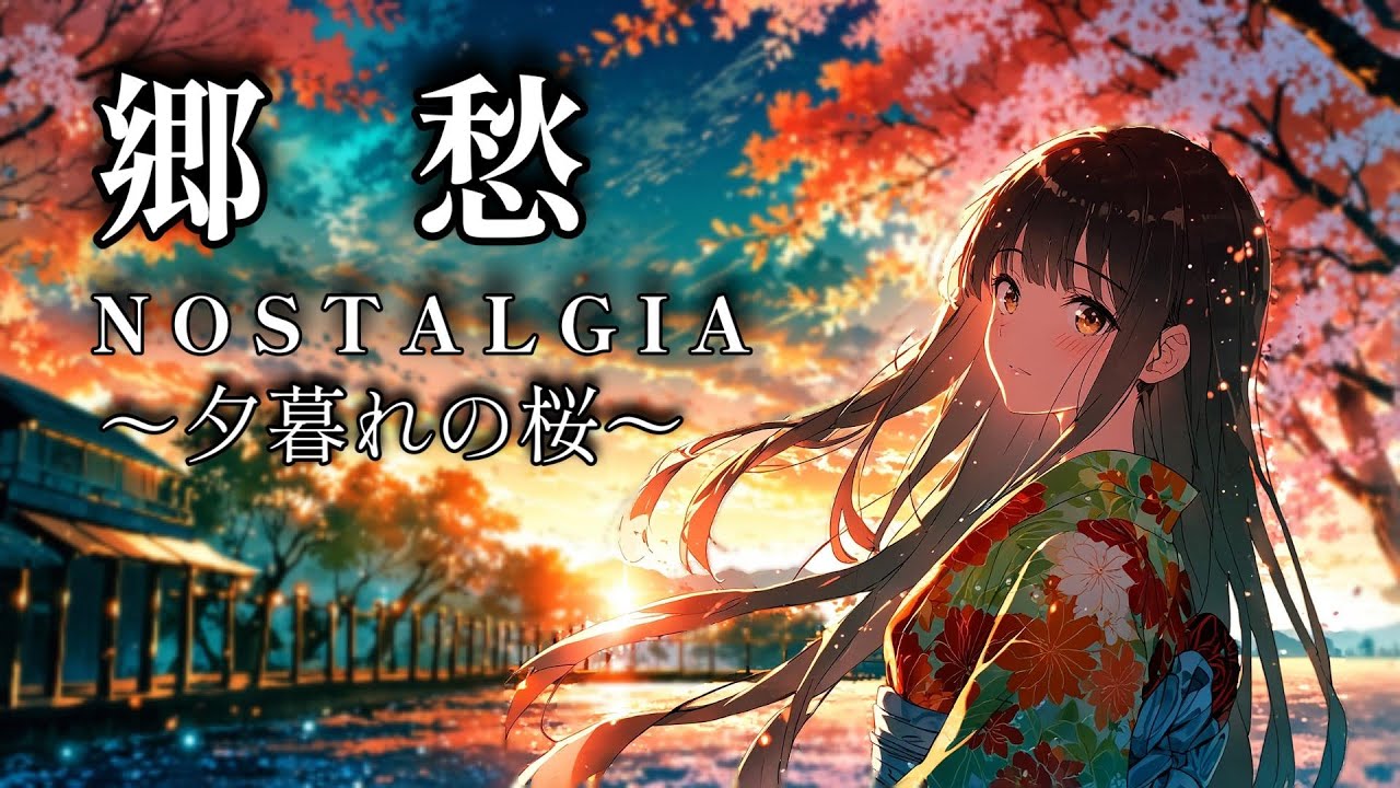 【郷愁】懐かしくて涙が出る。夕暮れの桜と琴。心身を浄化する和のBGM｜ノスタルジー・癒やし