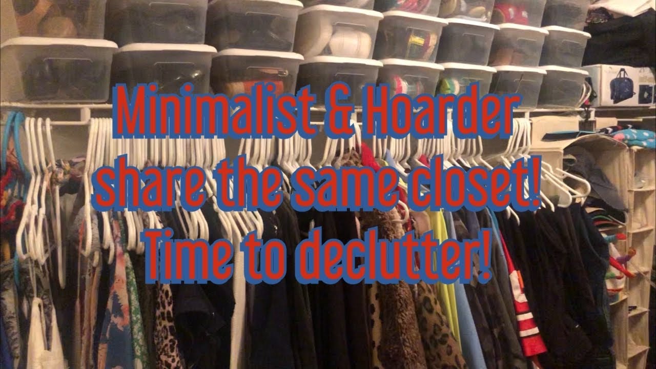 MINIMALIST AND HOARDER SHARE A GIANT CLOSET! DECLUTTERING DOWN TO ONLY 100 HANGERS! TIME-LAPSE!