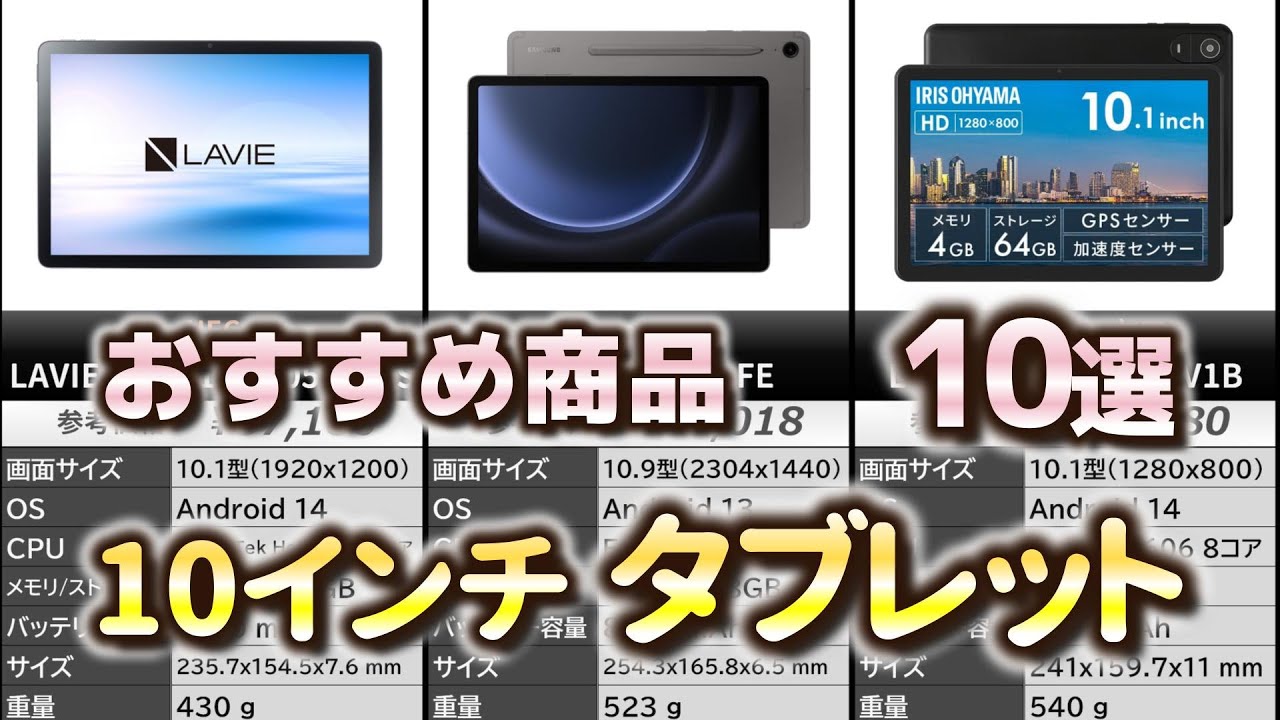 10インチ タブレット おすすめ10選【2025年】