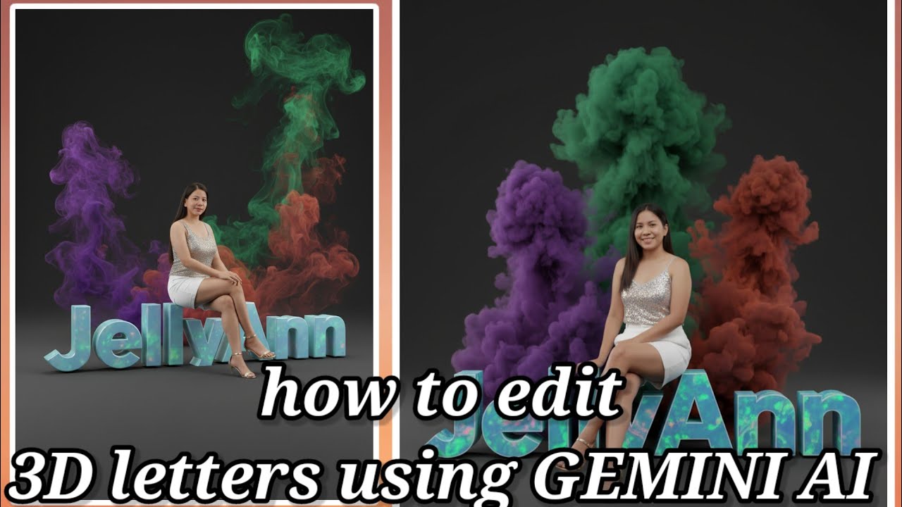 Opal Blue 3D LETTERS tutorial video ° paano mag edit ng trending photo sa Gemini ai 