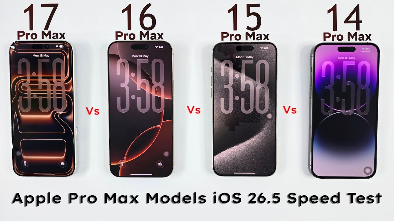 iPhone 17 Pro Max vs 16 Pro Max vs 15 Pro Max vs 14 Pro Max - iOS 26.5 ULTIMATE SPEED TEST 