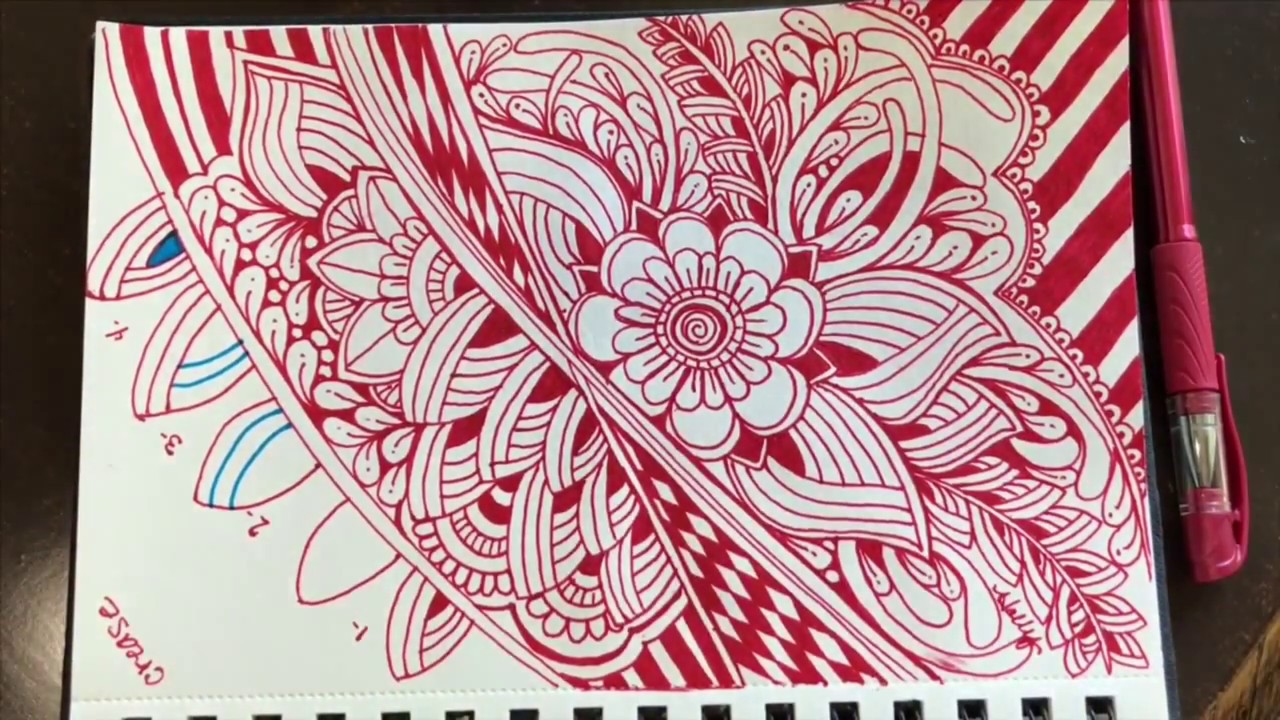 The Tangle Crease in my #Quigtangle Zendoodle, Zentangle