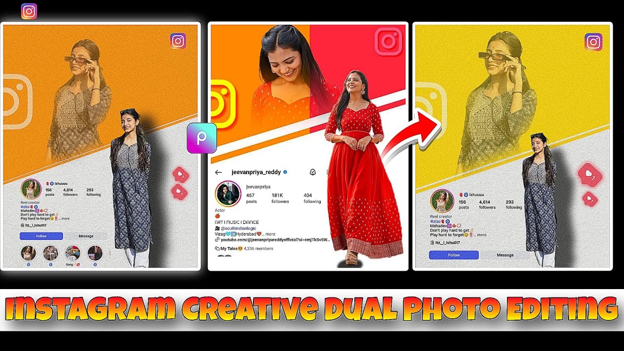 Instagram creative dual photo editing | new trending photo editing | PicsArt photo editing||
