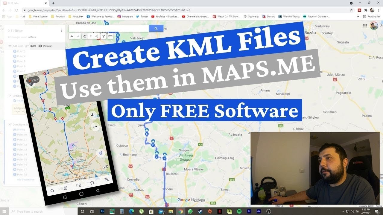 Создание KML-файлов в Google Maps и использование их в Maps.me (Android)