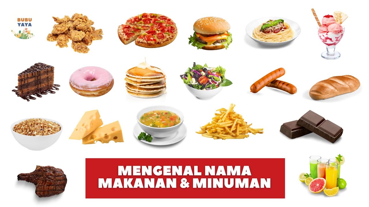Belajar Mengenal Nama Makanan dan Minuman dalam Bahasa Indonesia dan Inggris | Edukasi Anak tk paud