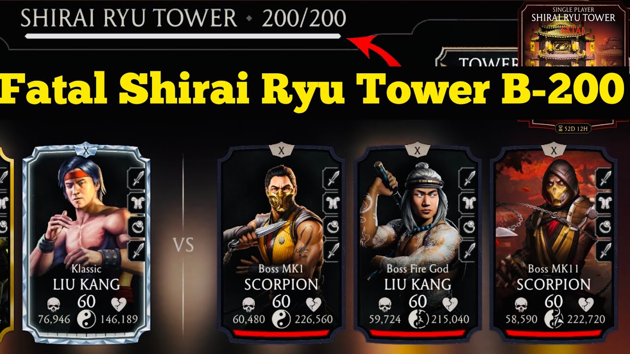 Fatal Shirai Ryu Tower Final Boss Battle 200 Fight + Reward MK Mobile