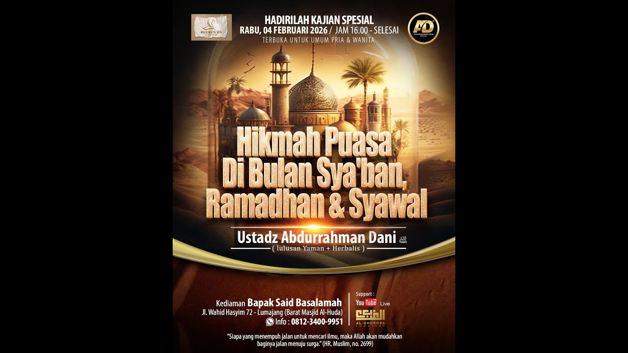 HIKMAH PUASA DIBULAN SYA'BAN, RAMADHAN & SYAWAL