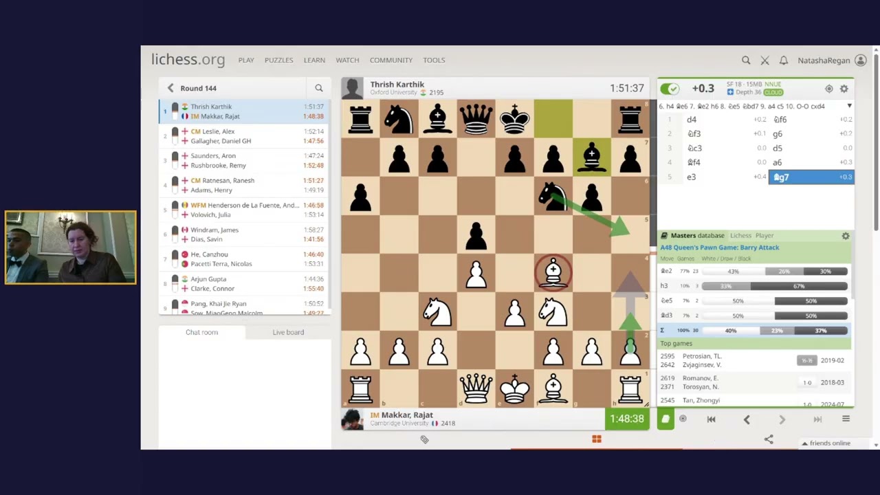 Oxford v Cambridge Varsity Match 2026 with commentary by GM Daniel Fernandez and WIM Natasha Regan