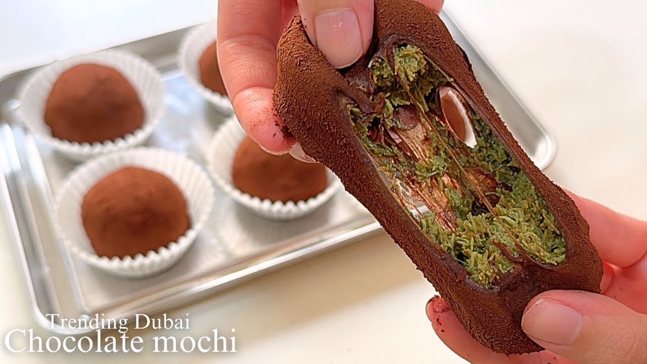 ترند موتشي شوكولاتة دبي طعمه لذيذ ماتوقعت!!! The trending Dubai chocolate MOCHI (AMAZING)