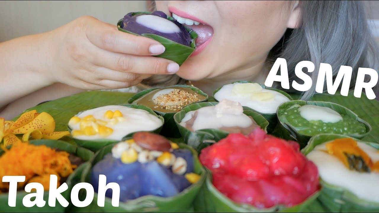 TAKOH DESSERT ตะโก้ | ASMR Soft Sticky Eating Sound | N.E Let's Eat