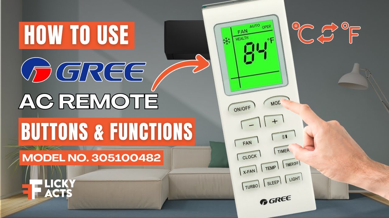 How to Use: GREE AC Remote Buttons & Functions | Heat Pump Remote Guide | Model No. 305100482