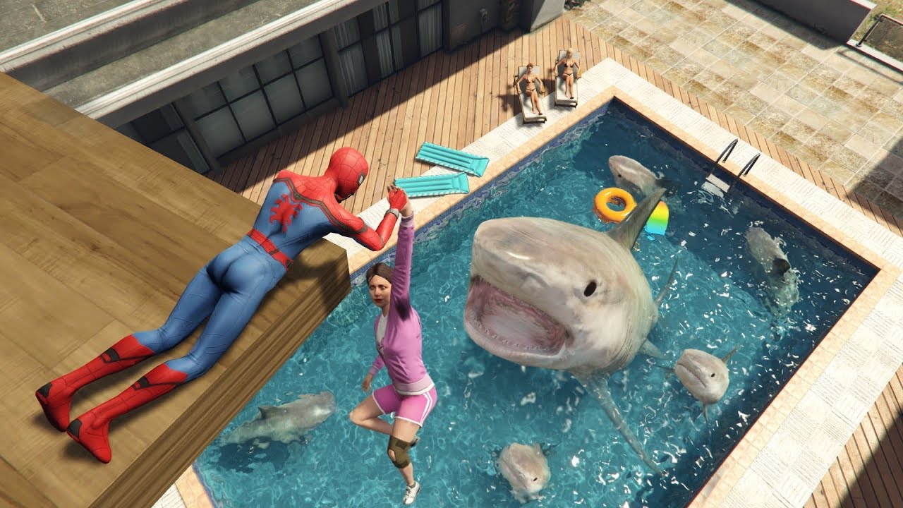 GTA 5 Water Ragdolls | Spiderman vs Shark ep.5