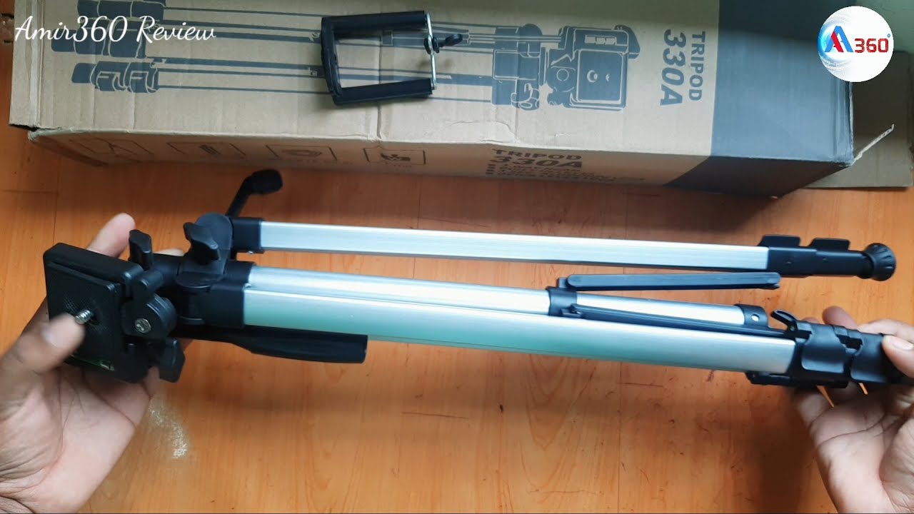 Tripod 330A Professional Camera Tripod With Mobile Holder Black and Silver Tripod 330A Professional
