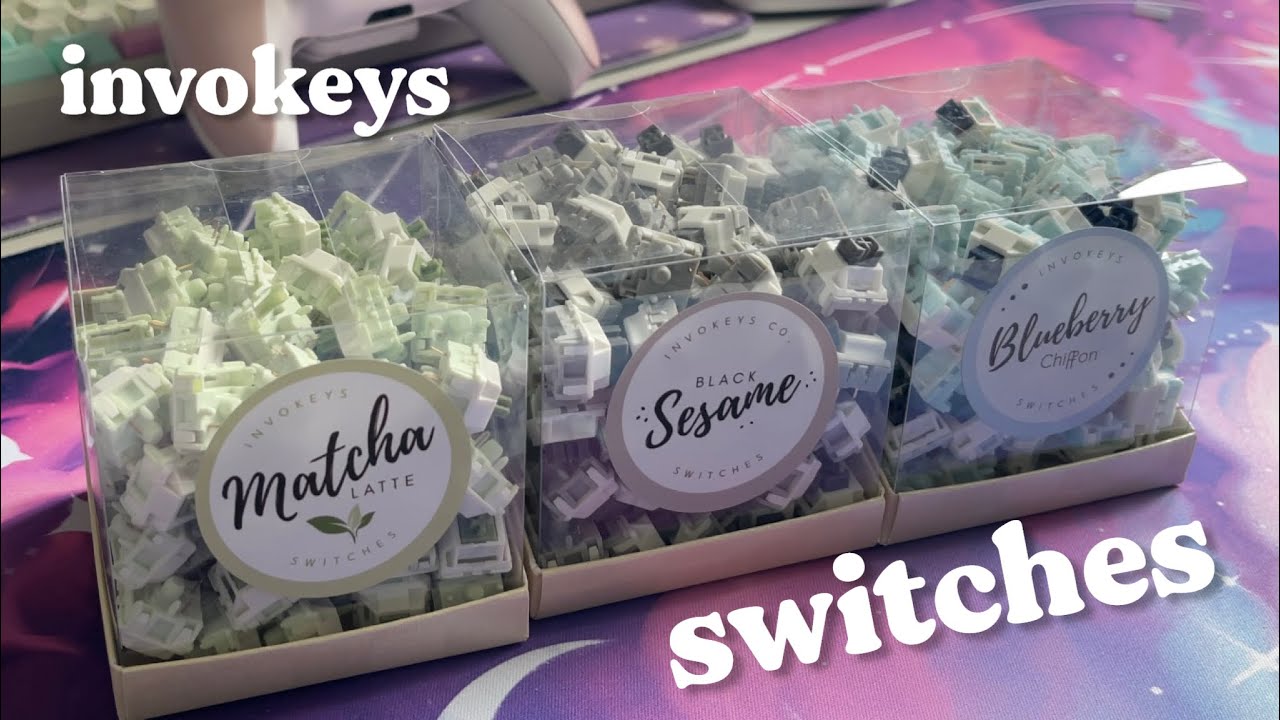 invokeys matcha latte, blue chiffon, black sesame switches !! ₊‧₊˚౨ৎ˚₊✩‧₊