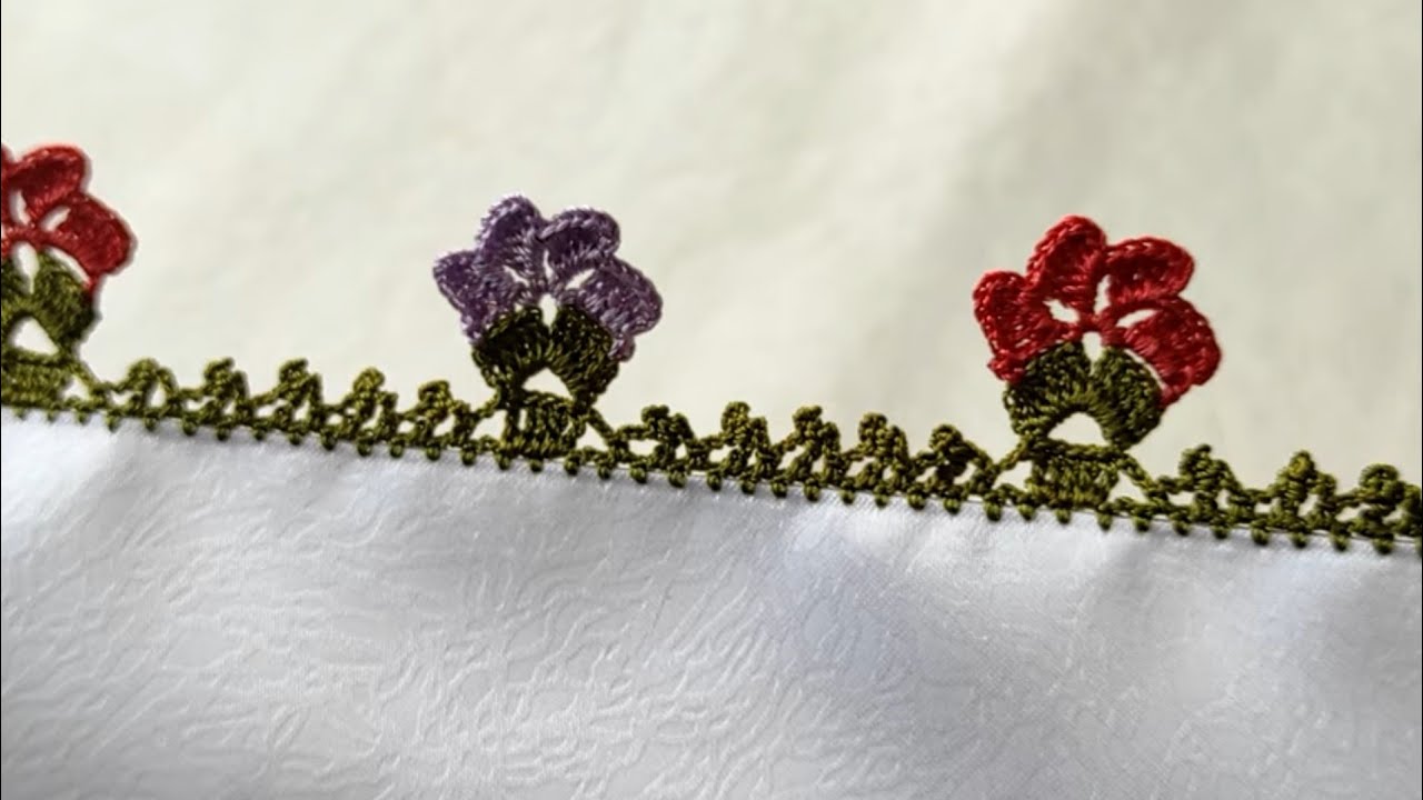 Çiçekli tığ oyası modeli ( crochet, tığ oyaları,häkelmuster, puntilla, handknitting )