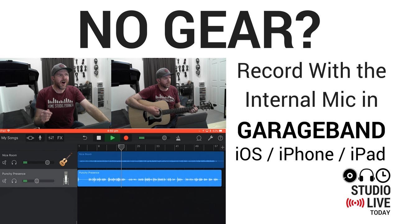 Record with NO GEAR in GarageBand iOS - Guitar/Vocals Using Internal Mic (iPhone/iPad)