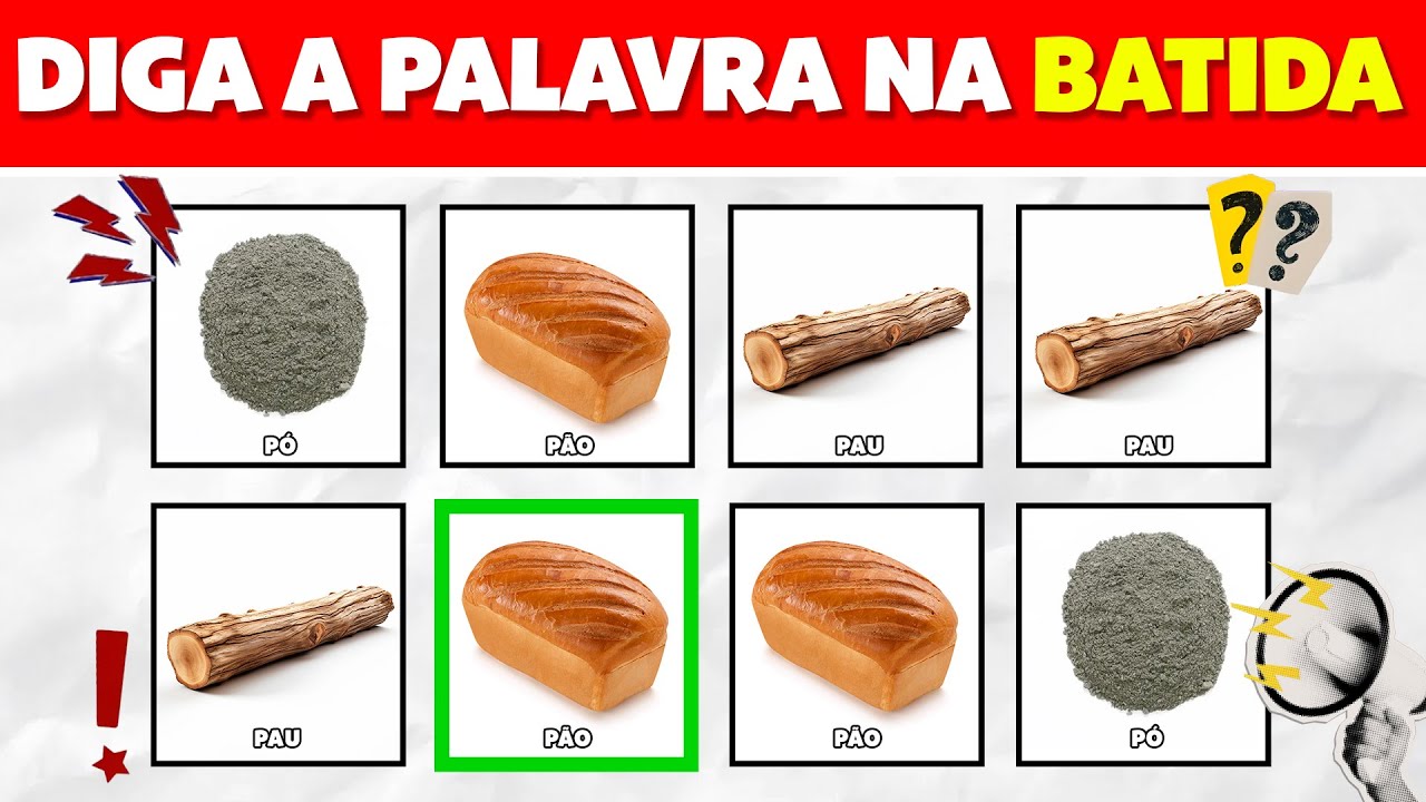 👉🗣️📢 DIGA A PALAVRA NA BATIDA! PAU 🦯 PÃO 🥖 PÓ 💨 | Desafio Diga Na Batida 🔊