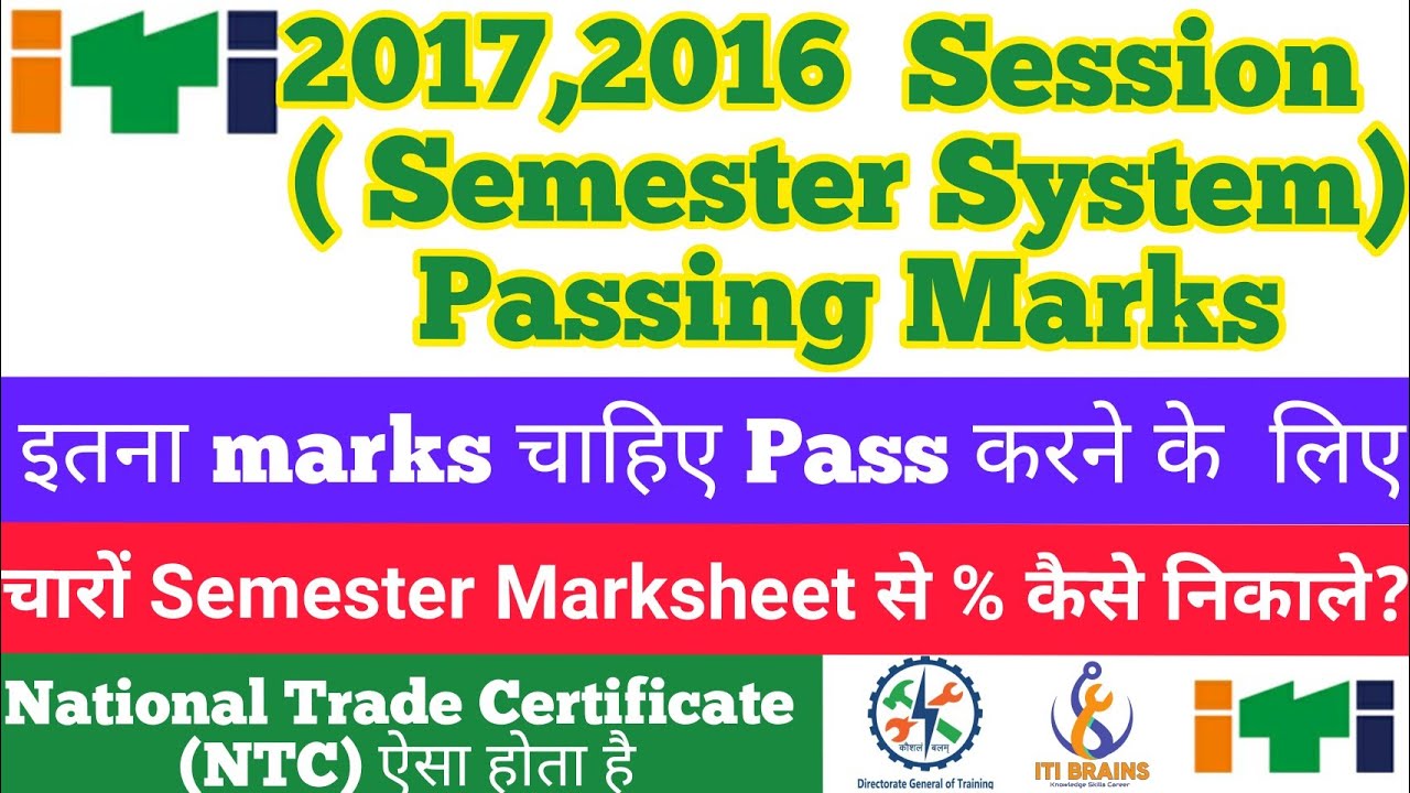 ITI Semester System passing marks,ITI Percentage Kaise Nikale,ITI passing marks 2021,NTC Certificate