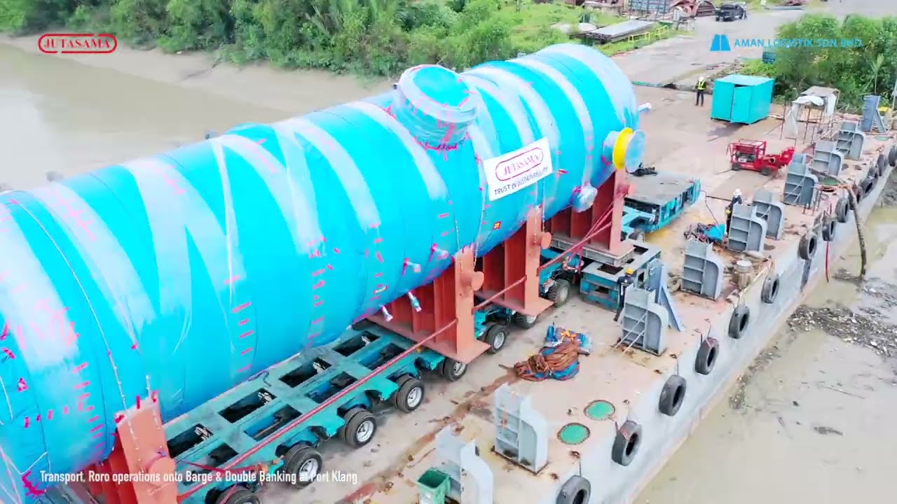 Transportation, Roro operations onto Barge Aman 101 & Double Banking at Westport, Port Klang