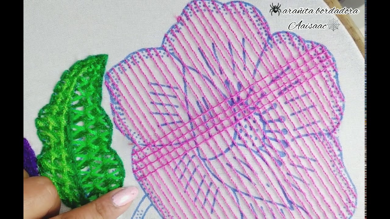Bordado fantasia rosa 🌹1-21/ Bordados a mano paso a paso