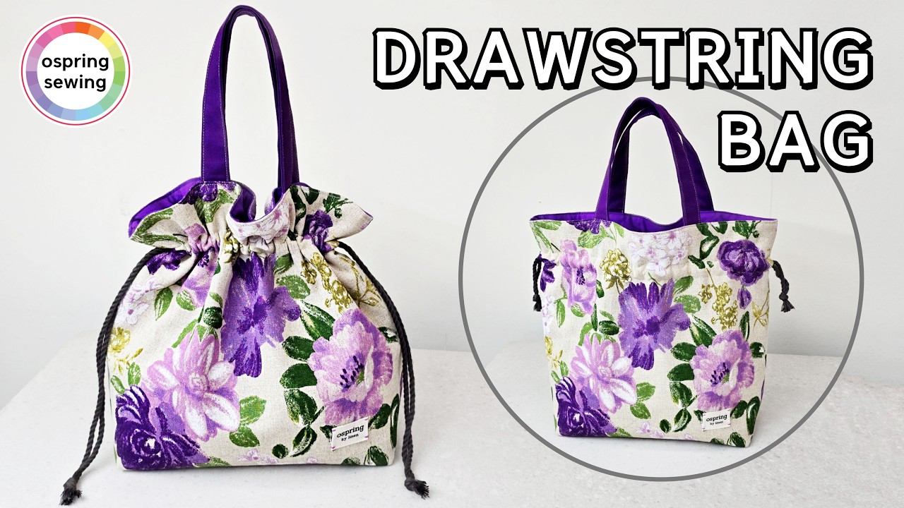 [DIY] Cute Tote Bag Sewing Tutorial | How to make a Drawstring Bag 💜