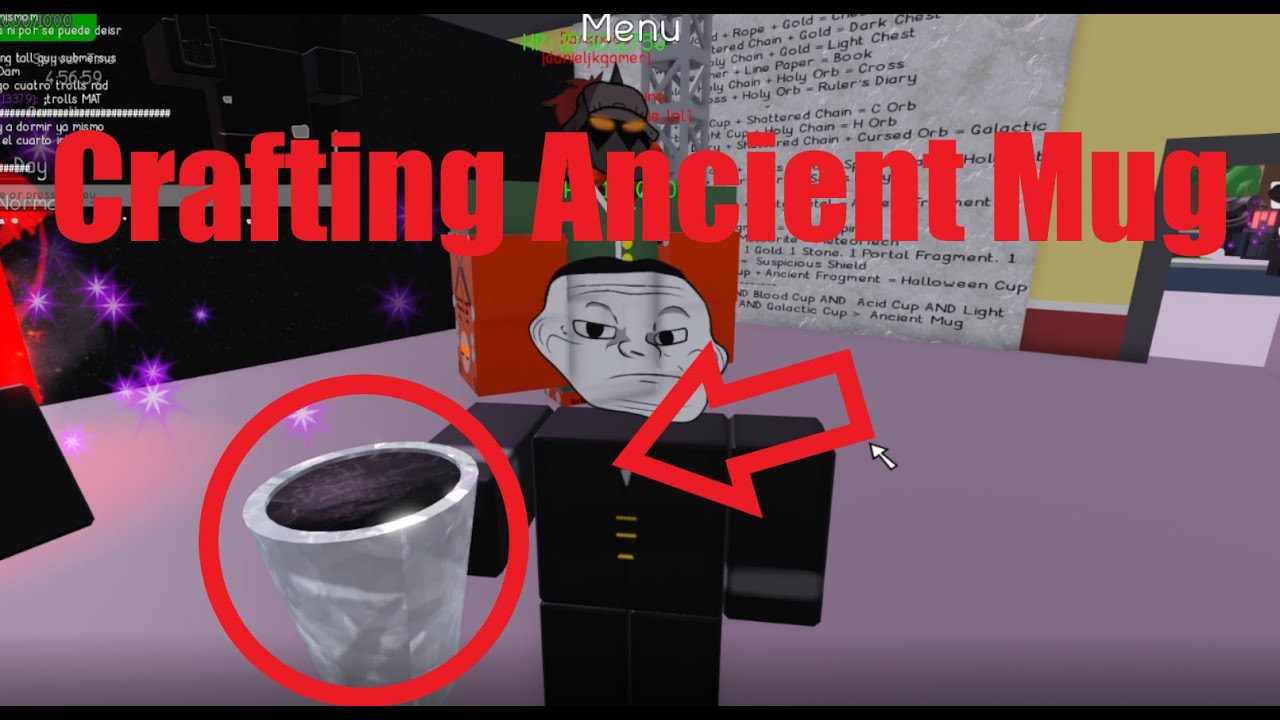 Crafting Ancient Mug and using it on Fighter Troll   I   Roblox Trollge Universe Incident