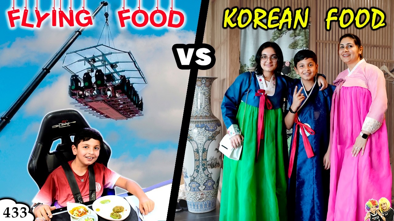 FLYING FOOD vs KOREAN FOOD | Ep 433 | Family Travel Vlog to Delhi | Aayu and Pihu Show