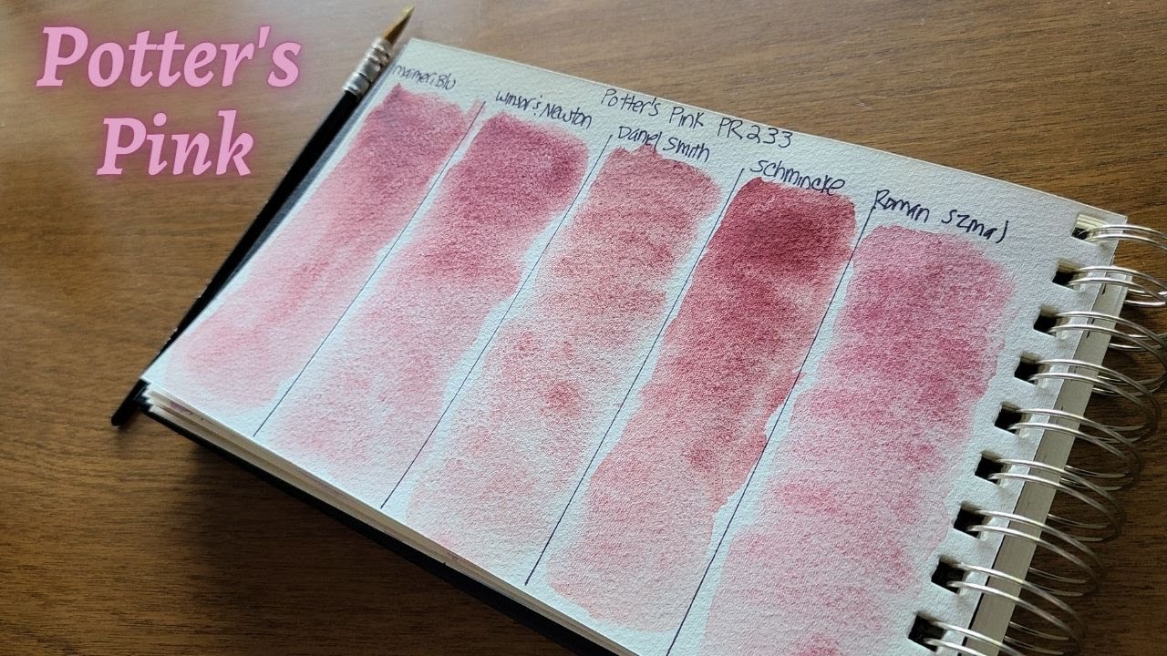 Watercolor Comparison Potter's Pink: Schmincke, Daniel Smith, Maimeri, Roman Szmal, Winsor & Newton
