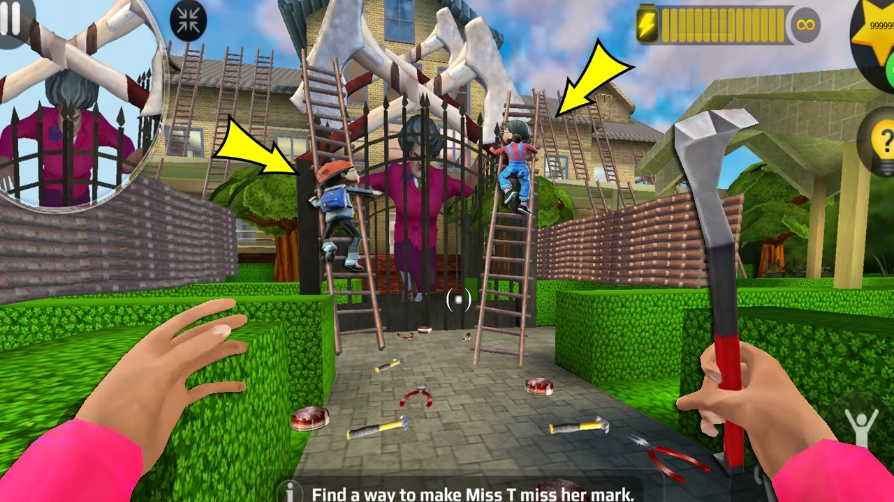 Scary Teacher 3D - troll Miss T so many ladder and traps(Mod menu) gameplay part6004 #scaryteacher3d
