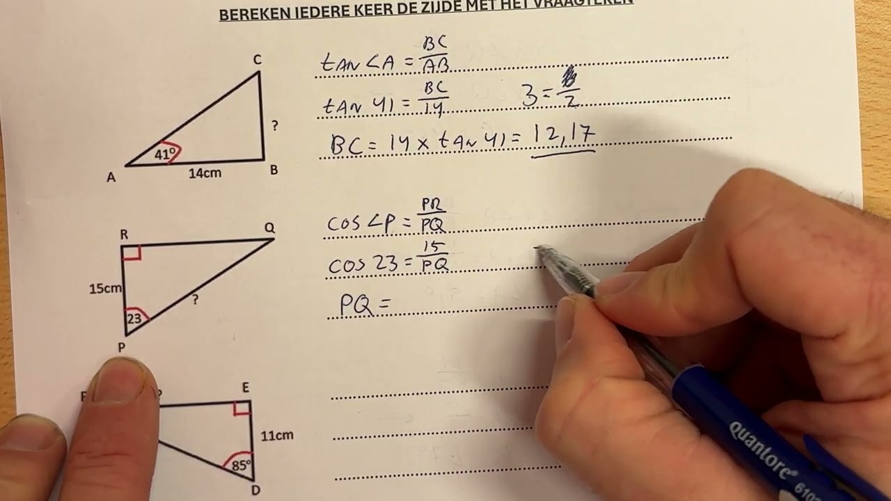 Zijden berekenen - Extra oefenopdrachten goniometrie