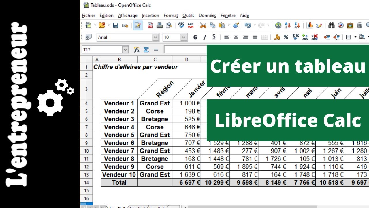 Créer un tableau avec LibreOffice Calc