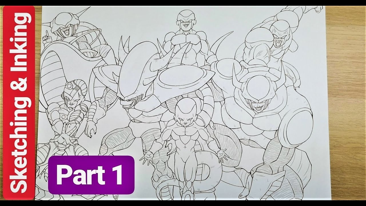 Drawing all Forms of Frieza | Part 1 (sketching & inking)
