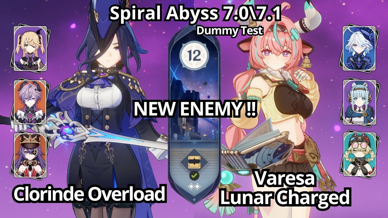 NEW !! C0 Clorinde Overload & C0 Varesa Lunar Charged - Spiral Abyss Floor 12 Genshin Impact 7.1