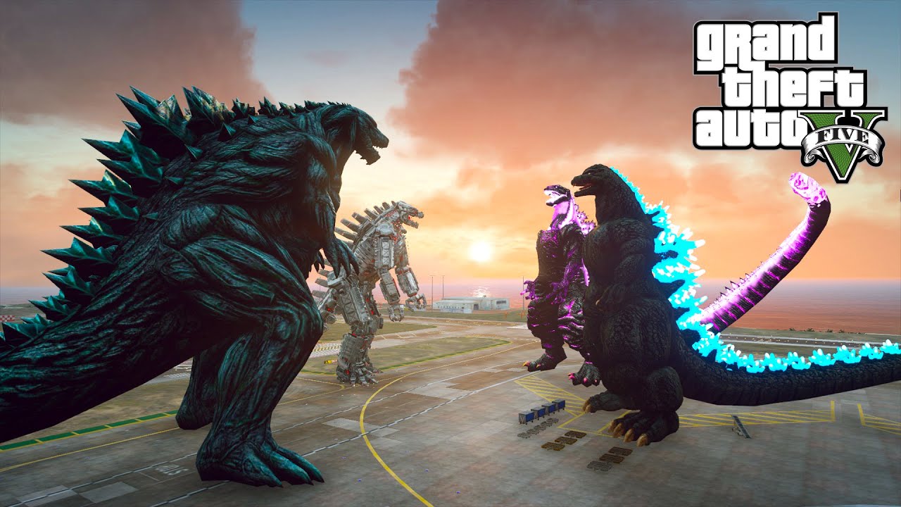 Godzilla Earth ゴジラ・アース and Mechagodzilla vs Shin Godzilla and Heisei Godzilla GTA V Mods