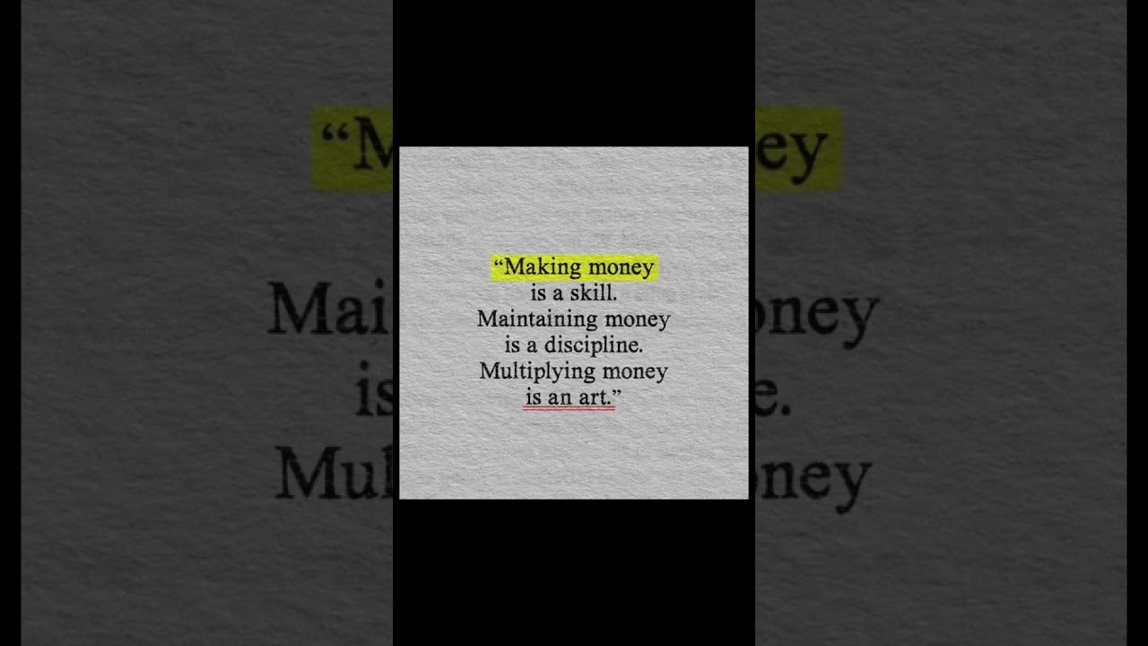Money: Skill, Discipline, Art 💸 