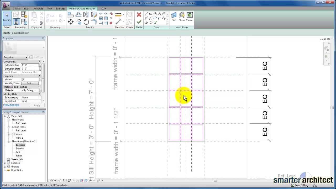 Учебные пособия по Revit: Создание семейства окон Revit — Часть 1