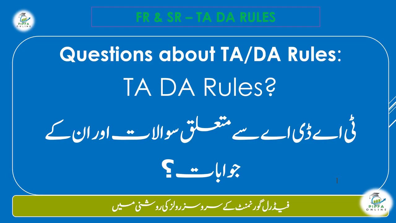 Traveling Allowance Daily Allowance TA DA Rules Part 1