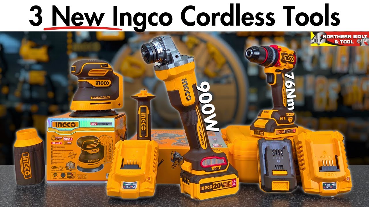 *Brand New* Ingco Cordless Tools - 115mm Angle Grinder, 76Nm Impact Drill & Orbital Sander