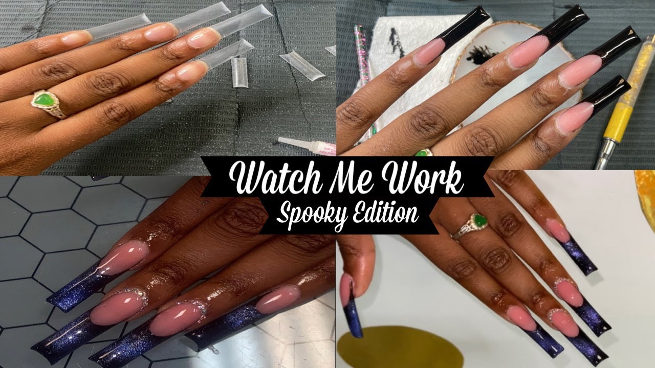 DOING MY OWN ACRYLIC NAILS| CAT EYE FRENCH NAILS