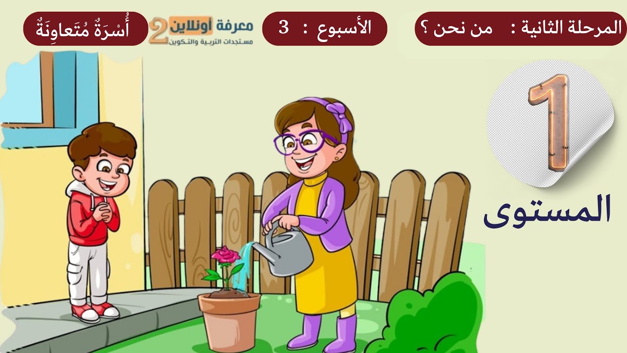 حكاية أُسْرَةٌ مُتَعاوِنَةٌ  | المستوى الأول | مادة اللغة العربية | المرحلة الثانية | اسرة متعاونة